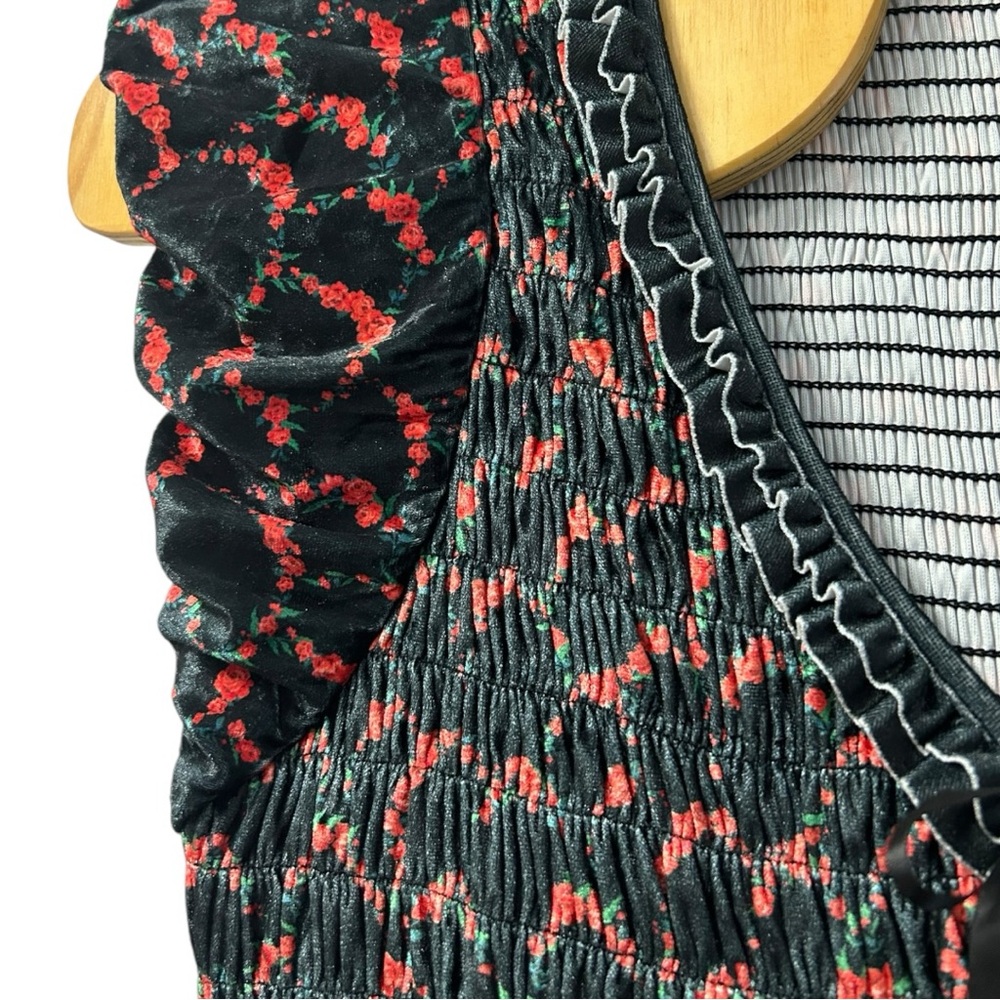Free People NWOT Women's Mckenna Velvet Smocked Midi Dress Sz XL - Picture 8 of 12